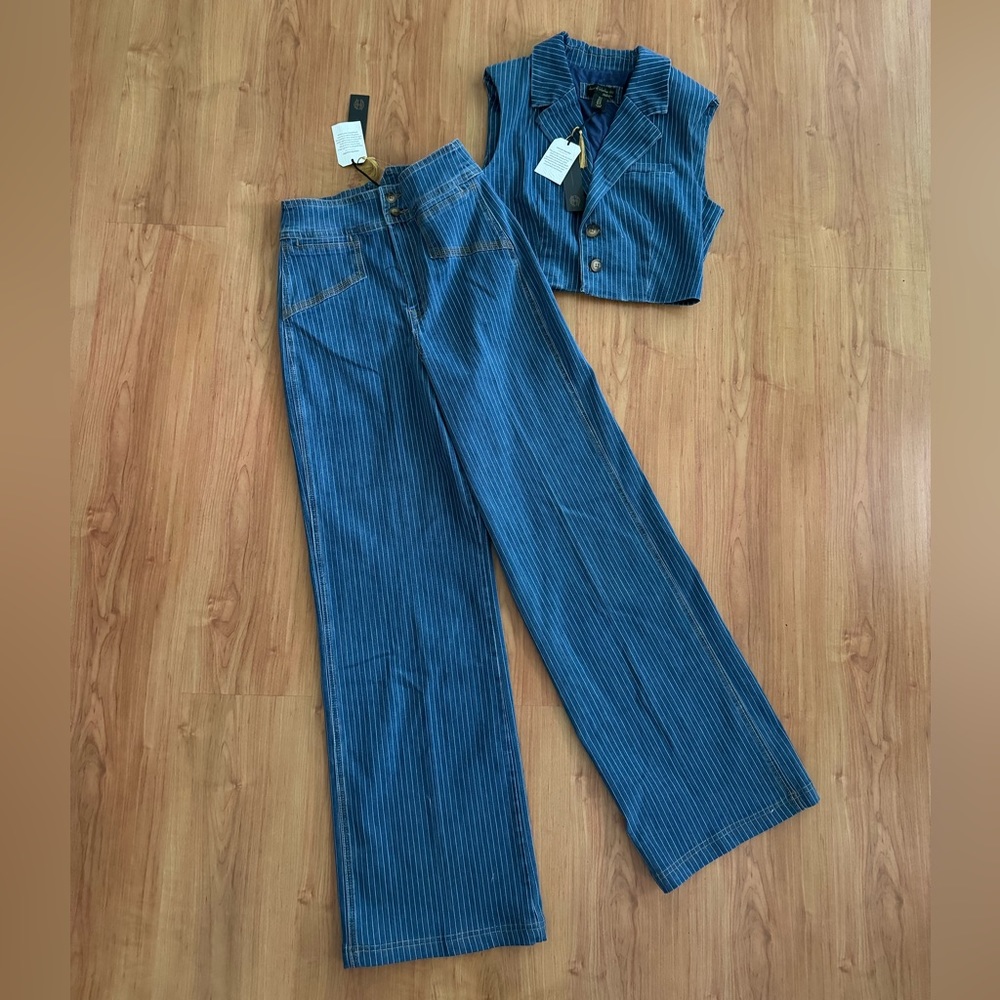House of Harlow 1969 stripe jean pant set